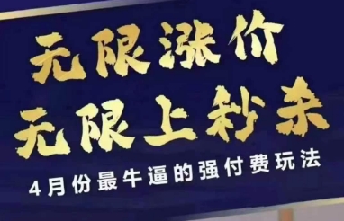 4月12号拼多多线上课，无限涨价，无限上秒杀，4月份最牛逼的强付费玩法-玩备项目资源网