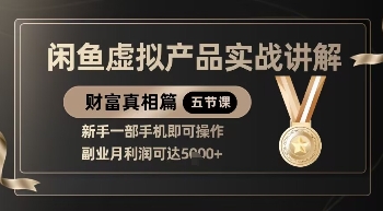精品！闲鱼虚拟产品实战讲解，新手一部手机即可操作，副业月利润可达5k+-玩备项目资源网