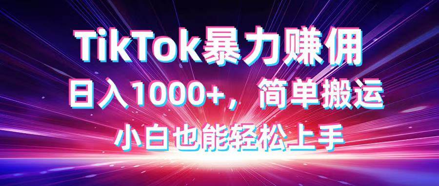 （14402期）TikTok搬运暴力赚佣，日入1000+，简单搬运，小白也能轻松上手-玩备项目资源网