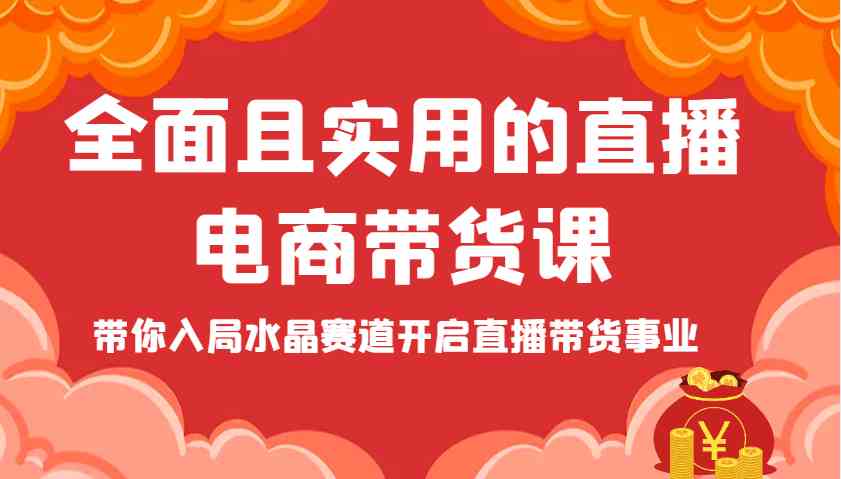 全面且实用的直播电商带货课，带你入局水晶赛道开启直播带货事业-玩备项目资源网