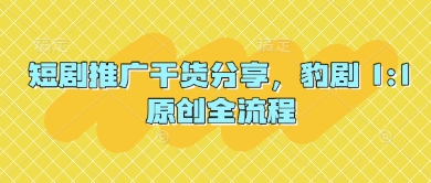 短剧推广干货分享，豹剧 1:1原创全流程-玩备项目资源网