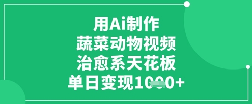 用Ai制作蔬菜动物视频，治愈系天花板，单日变现1k-玩备项目资源网