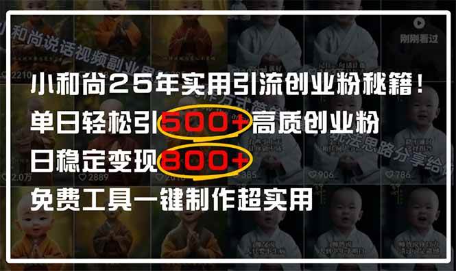 （14436期）小和尚2025年实用引流秘籍！单日轻松引500+高质量创业粉，日变现800+，…-玩备项目资源网