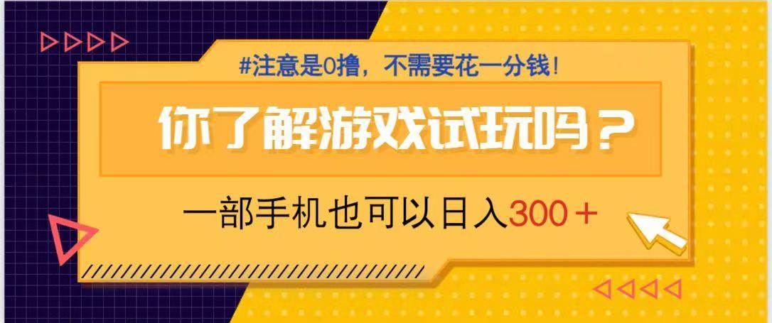 （14440期）游戏试玩，一部手机就可以日入300+，纯0撸项目，不需要花任何一分钱，…-玩备项目资源网