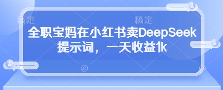 全职宝妈在小红书卖DeepSeek提示词，一天收益1k-玩备项目资源网