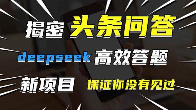 （14480期）头条问答，刚出的新玩法！保证你没见过！用DeepSeek去高效答题，一个账…-玩备项目资源网