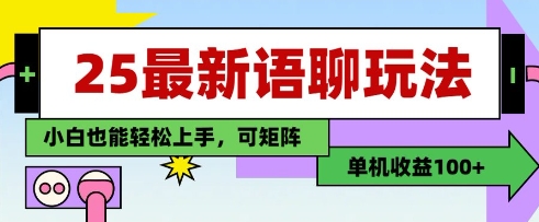 25年最新语聊玩法，纯手工，单机收益100+，小白也能轻松上手，可矩阵操作-玩备项目资源网