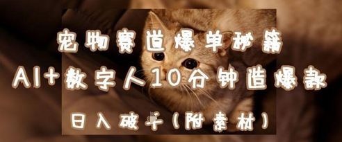 宠物赛道爆单秘籍：AI+数字人10分钟造爆款，日入1k-玩备项目资源网