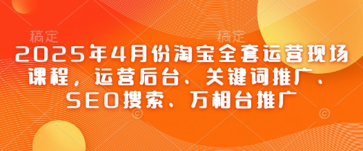 2025年4月份淘宝全套运营现场课程，运营后台、关键词推广、SEO搜索、万相台推广-玩备项目资源网