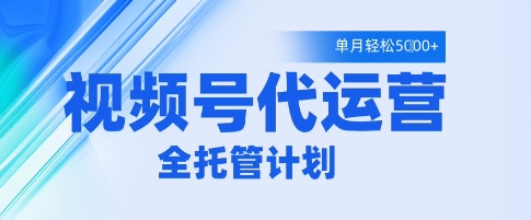 视频号代运营2.0，全程托管招募，单月轻松变现5k【揭秘】-玩备项目资源网