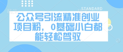 公众号引流精准创业项目粉，0基础小白都能轻松驾驭-玩备项目资源网