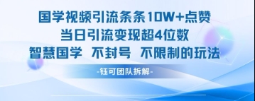国学视频引流条条10W+点赞当日引流变现超4位数-玩备项目资源网