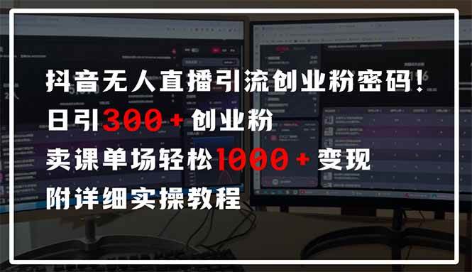 （14564期）抖音无人直播引流密码！日引300+创业粉 单场轻松1000+变现 附详细实操教程-玩备项目资源网