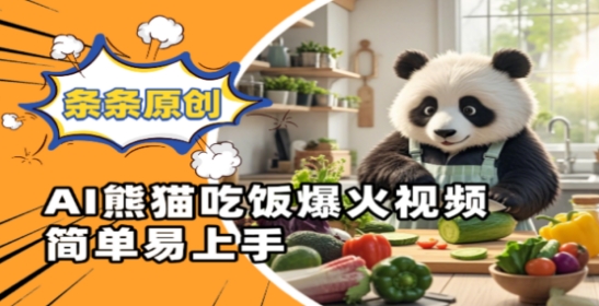 Ai熊猫吃饭爆火视频，条条原创，简单易上手-玩备项目资源网