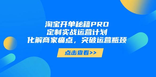 （14642期）淘宝开单秘籍PRO，定制实战运营计划，化解商家痛点，突破运营瓶颈-玩备项目资源网