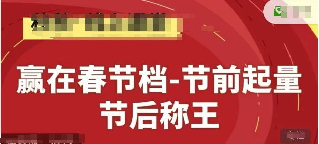 赢在春节档-节前起量，后称王，淘系精品线上系列课-玩备项目资源网