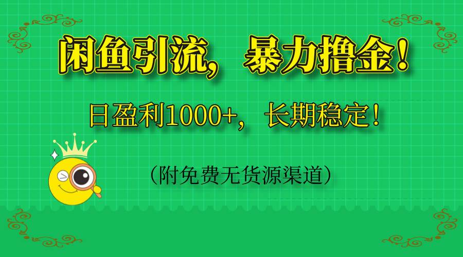 （14647期）闲鱼引流，暴力撸金，日盈利1000+，长期稳定！（附免费无货源渠道）-玩备项目资源网