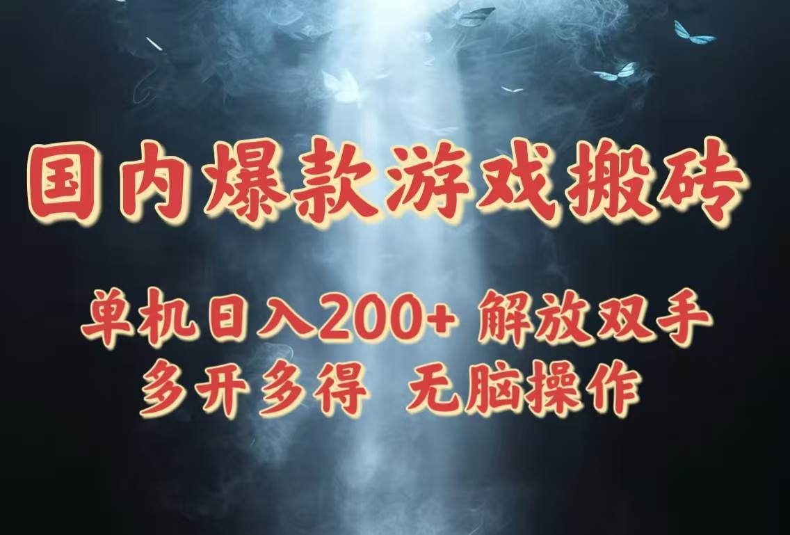 （14659期）国内爆款游戏搬砖，单机日入200+，长期稳定，多开多得，无脑操作-玩备项目资源网