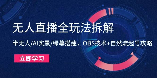 （14684期）无人直播全玩法拆解：半无人/AI实景/绿幕搭建，OBS技术+自然流起号攻略-玩备项目资源网