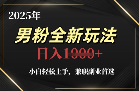 2025年男粉全新玩法，小白轻松上手，兼职副业首选，轻轻松松日入1k+-玩备项目资源网