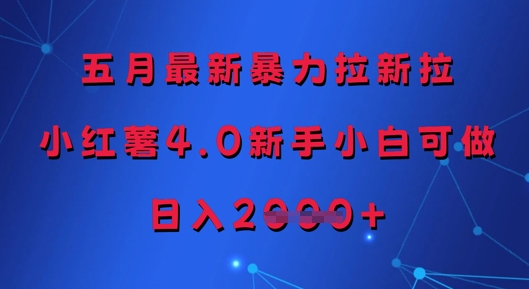 五月最新暴力拉新拉，小红薯4.0新手小白可做，日入多张-玩备项目资源网