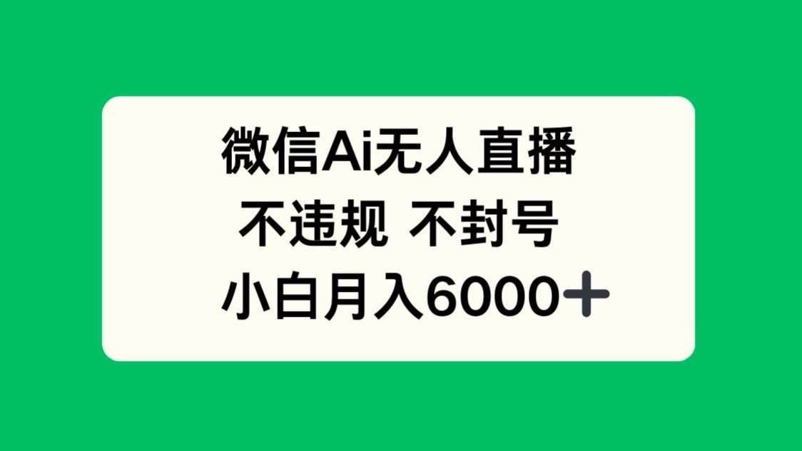 （14733期）微信AI无人直播，不违规 不封号 ，小白月入6000+-玩备项目资源网