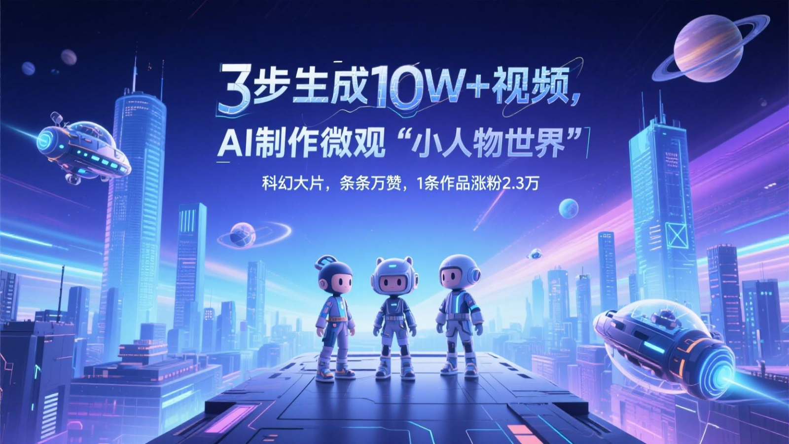 三步生成10W+视频，AI制作微观“小人物世界”科幻大片，条条万赞，1条作品涨粉2.3万-玩备项目资源网