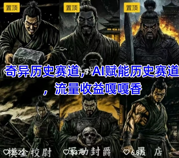 抖音奇异历史赛道，AI赋能历史赛道，流量收益嘎嘎香，狂撸伙伴计划-玩备项目资源网