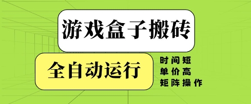 游戏盒子搬砖，全自动运行，无需人工，时间短、单价高、矩阵操作【揭秘】-玩备项目资源网