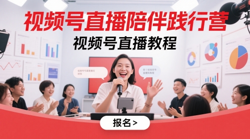 视频号直播陪伴践行营，视频号直播教程-玩备项目资源网