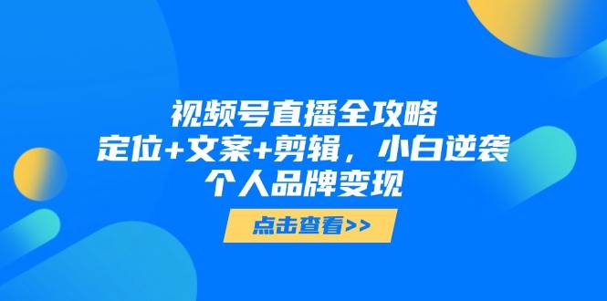 视频号直播全攻略，定位+文案+剪辑，小白逆袭个人品牌变现-玩备项目资源网