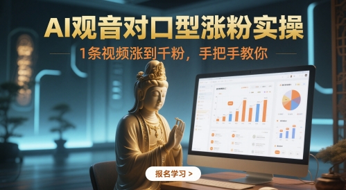 AI观音对口型涨粉实操，1条视频涨到千粉，手把手教你-玩备项目资源网