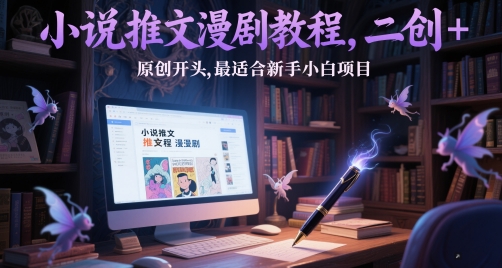 小说推文漫剧教程，二创+原创开头，最适合新手小白项目-玩备项目资源网