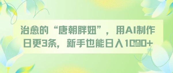 治愈的“唐朝胖妞”，用AI制作日更3条，新手也能日入多张-玩备项目资源网