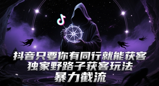 抖音只要你有同行就能获客，独家野路子获客玩法，暴力截流【揭秘】-玩备项目资源网