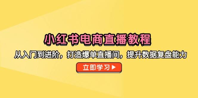 （14873期）小红书电商直播教程，从入门到进阶，打造爆单直播间，提升数据复盘能力-玩备项目资源网