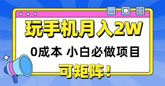 （14879期）玩玩手机月入20000+，0成本小白必做项目，可矩阵-玩备项目资源网