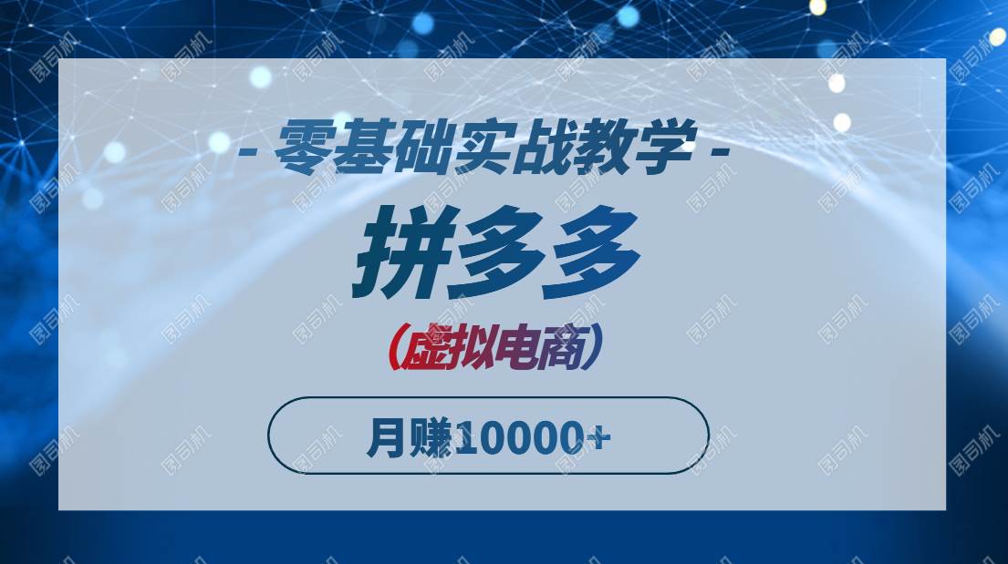 （14880期）拼多多虚拟电商，零基础实战教学，快速打爆商品，新手也能月入10000+-玩备项目资源网