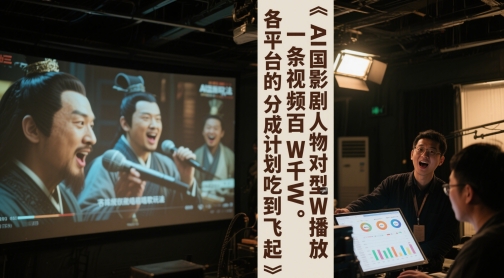 AI三国影视剧人物对口型唱歌玩法，一条视频百W千W播放，各平台的分成计划吃到飞起-玩备项目资源网