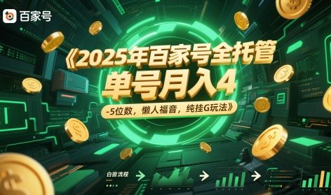 2025年百家号全托管，单号月入4-5位数，懒人福音，纯挂G玩法【揭秘】-玩备项目资源网