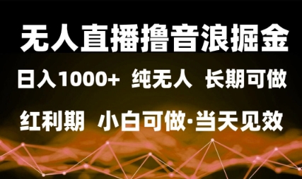 无人直播撸音浪掘金，日入1k+，纯无人红利期，小白可做，当天见效【揭秘】-玩备项目资源网