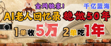AI帮老人写回忆录，可以稳做50年的蓝海赛道，一单收2-3W，2单吃一年，长久可持续-玩备项目资源网