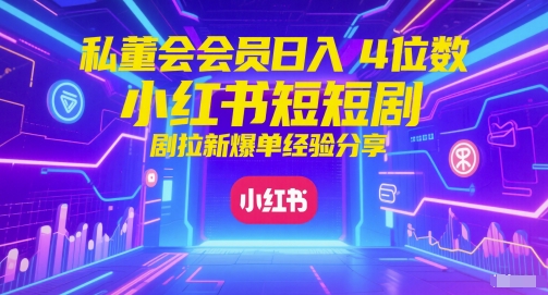 私董会会员日入4位数小红书红果短剧拉新爆单经验分享-玩备项目资源网