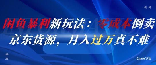 闲鱼暴利新玩法：零成本倒卖京东货源，月入过1W真不难-玩备项目资源网