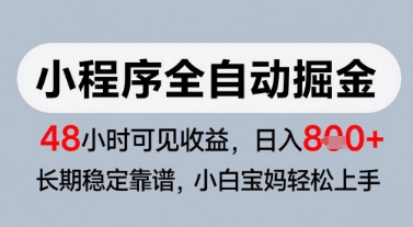 微信小程序全自动掘金，快速见收益，长期稳定靠谱，零基础友好，日入8张【揭秘】-玩备项目资源网