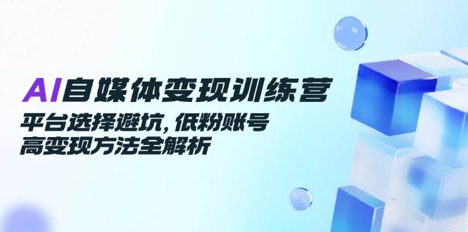 AI自媒体变现训练营，平台选择避坑，低粉账号高变现方法全解析-玩备项目资源网