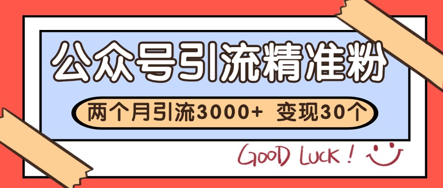 公众号精准粉引流玩法 2个月3000+精准粉 变现30万+-玩备项目资源网