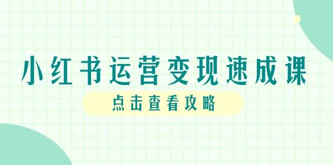 小红书运营变现速成课，账号搭建到暴力起号，个人IP全流程指南-玩备项目资源网