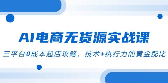 （14982期）AI电商无货源实战课，三平台0成本起店攻略，技术+执行力的黄金配比-玩备项目资源网