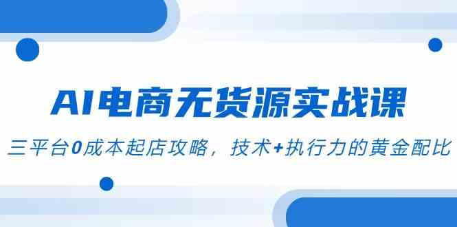 AI电商无货源实战课，三平台0成本起店攻略，技术+执行力的黄金配比-玩备项目资源网